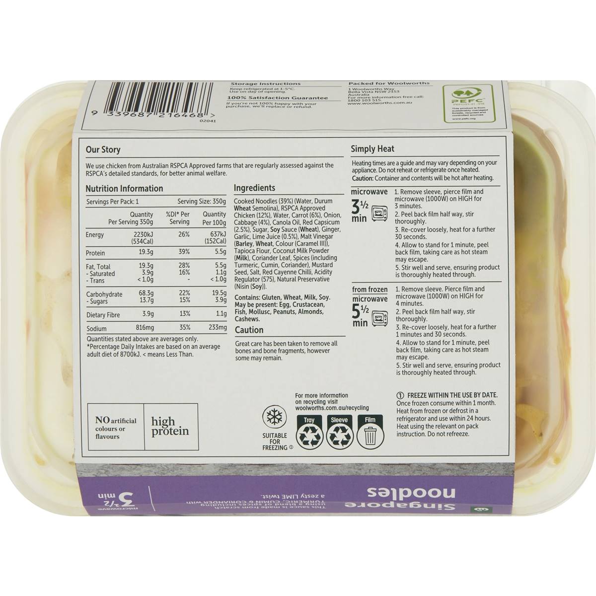 Woolworths Singapore Noodles Chilled Meal 350g Woolworths