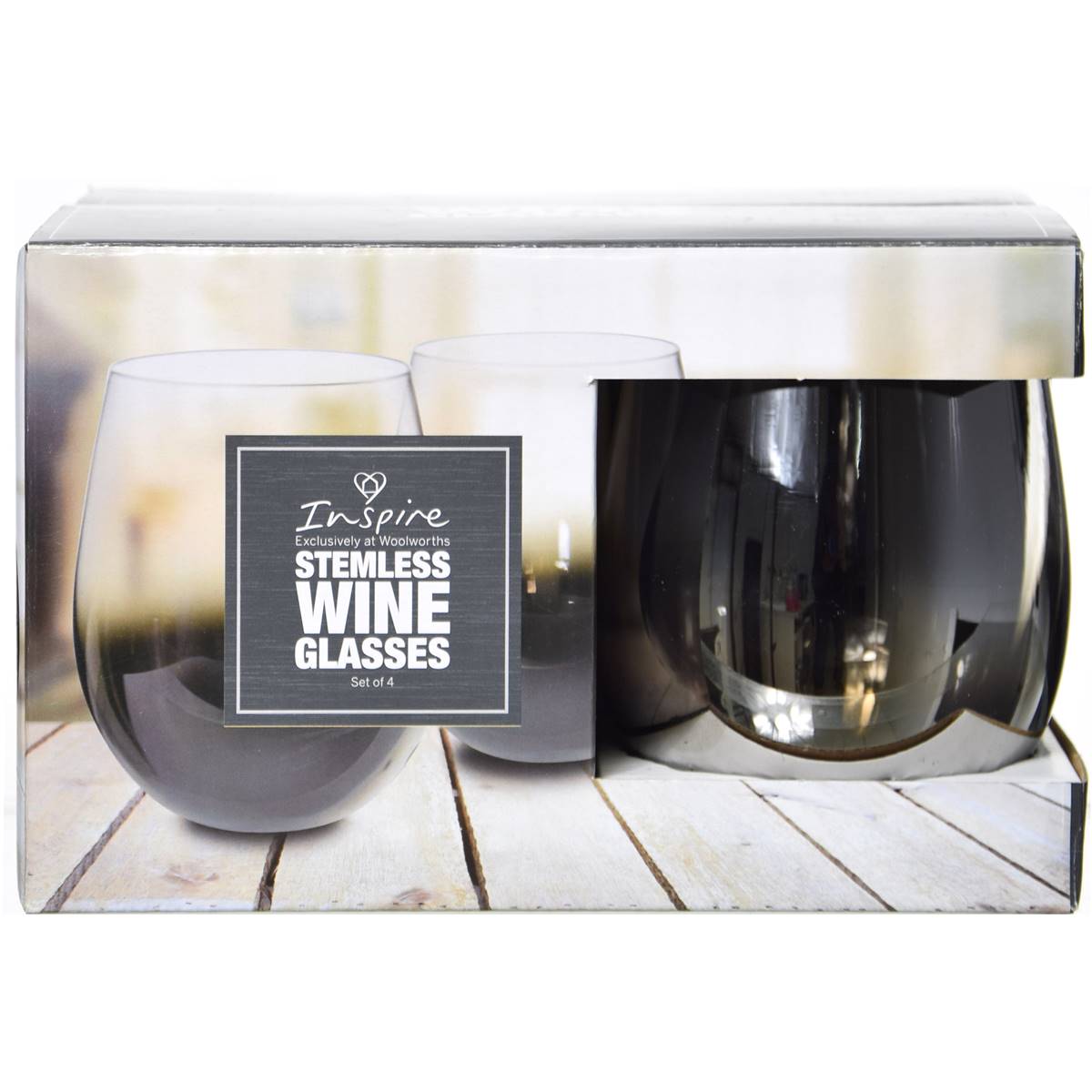 Inspire Stemless Wine Glass 4 Pack Woolworths