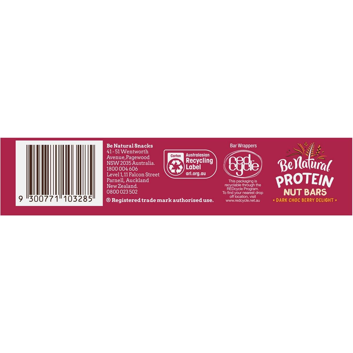 Be Natural Protein Nut Bar Dark Chocolate Berry Delight 160g Woolworths
