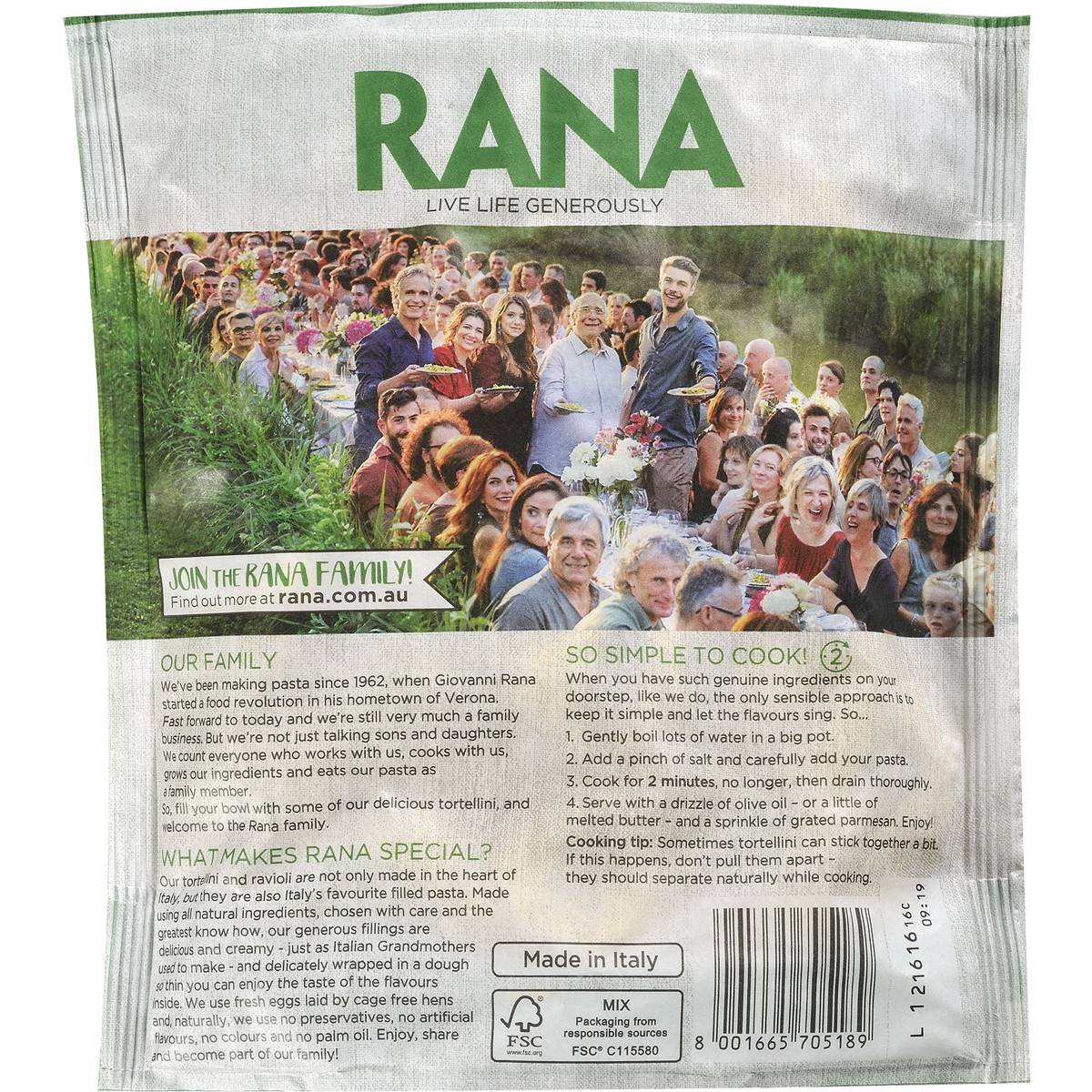 Rana Ricotta & Spinach Tortellini Pasta 325g Woolworths