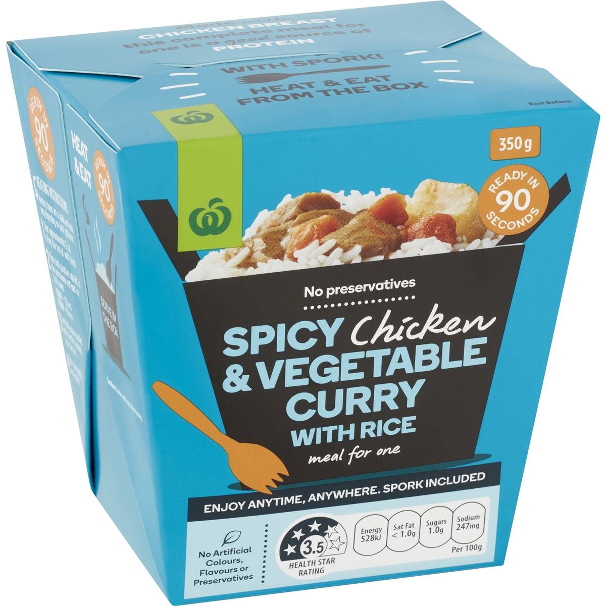 Woolworths Spicy Chicken & Vegetable Curry With Rice 350g Woolworths