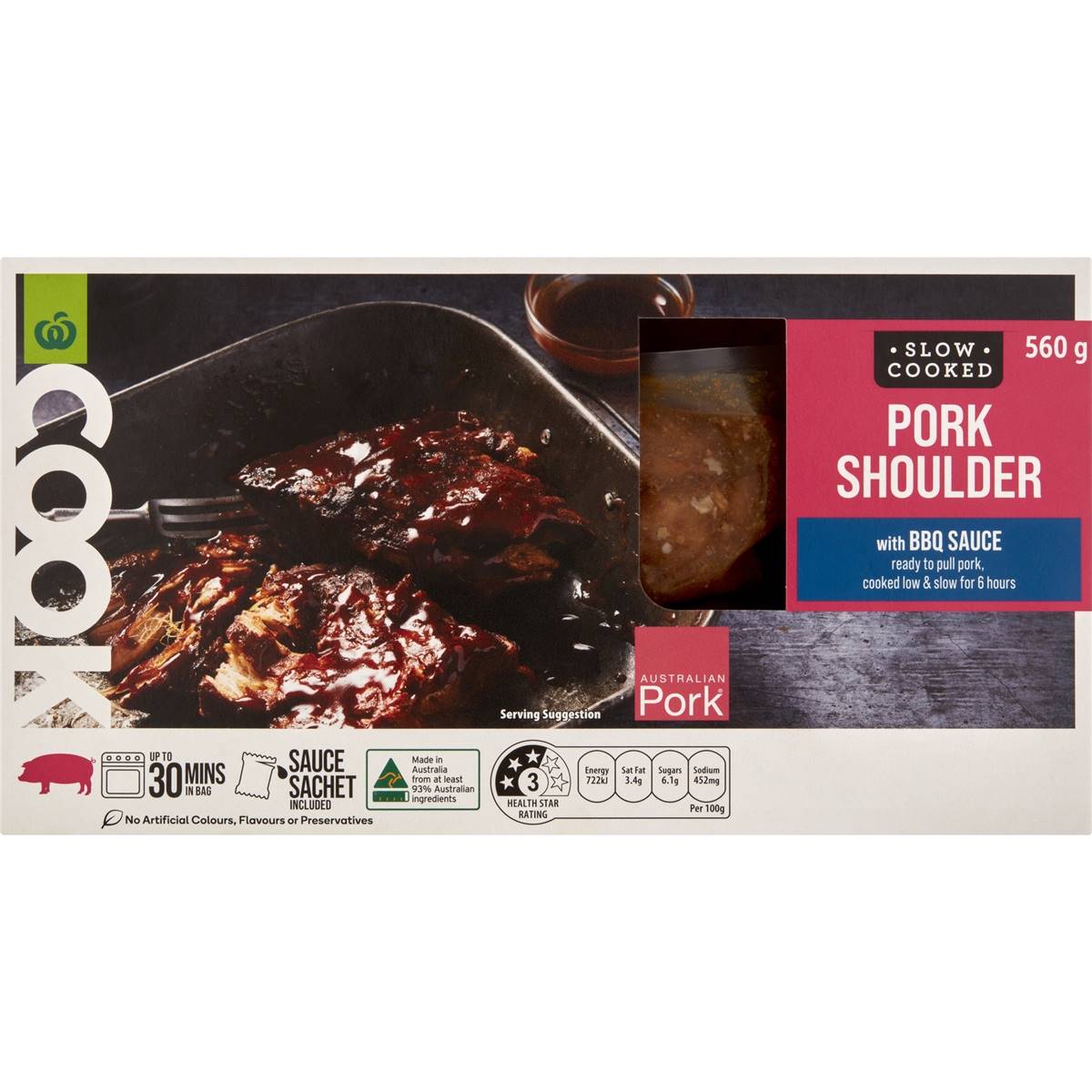 Woolworths Slow Cooked Pork Shoulder With Bbq Sauce 560g Woolworths