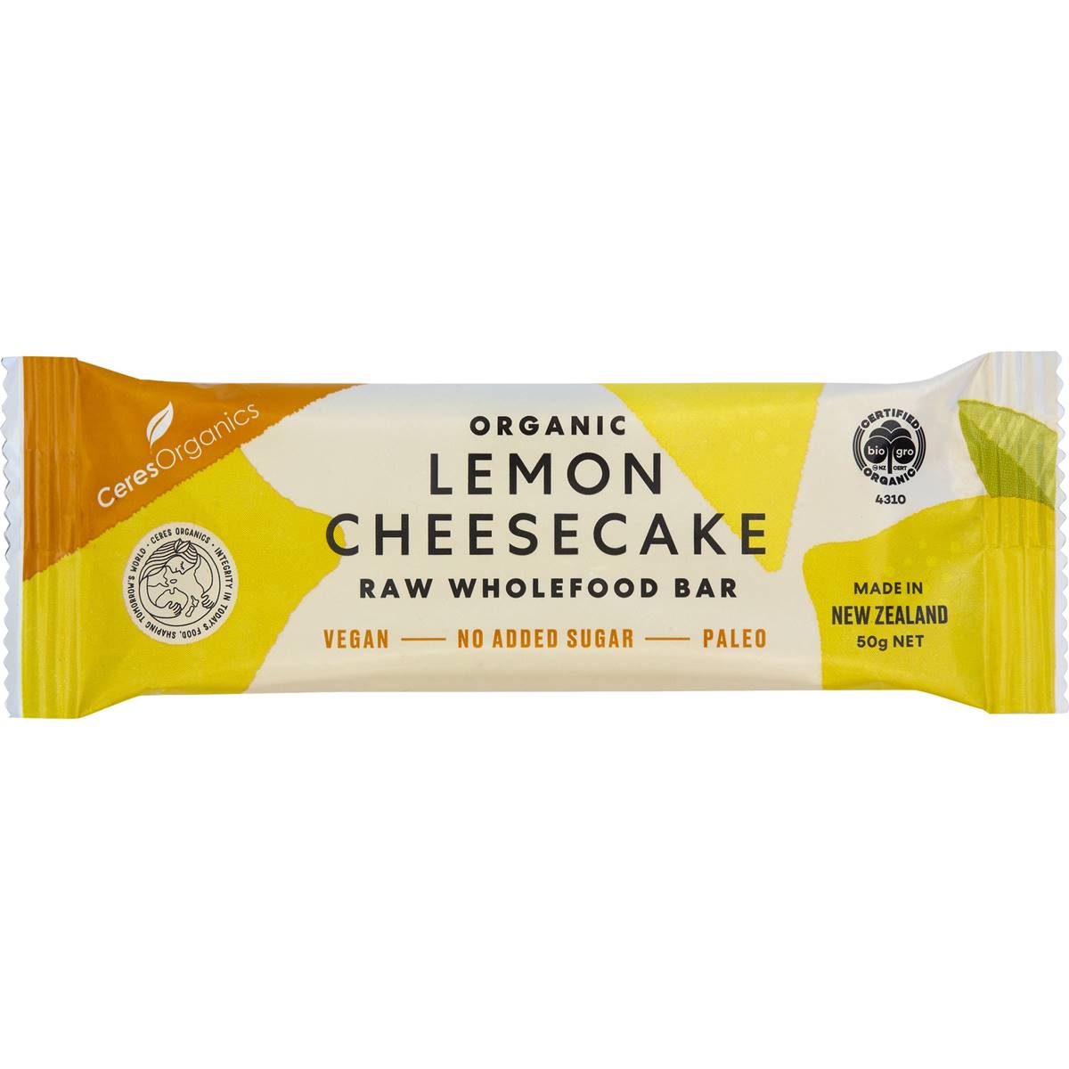 Ceres Organics Raw Bar Lemon Cheesecake 50g Woolworths