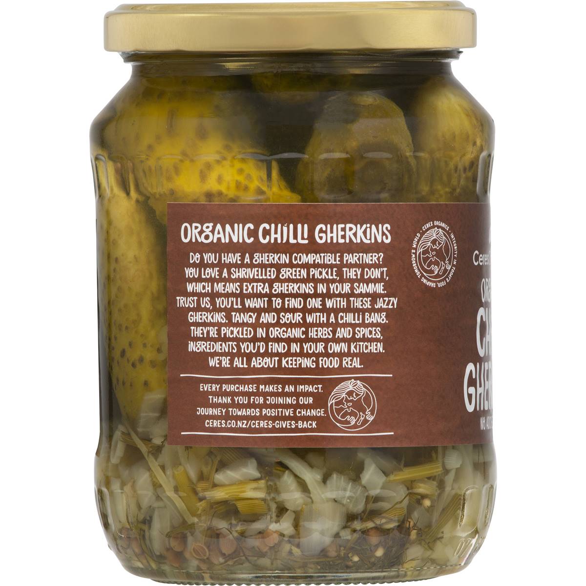 Ceres Organics Chilli Gherkins 670g Woolworths