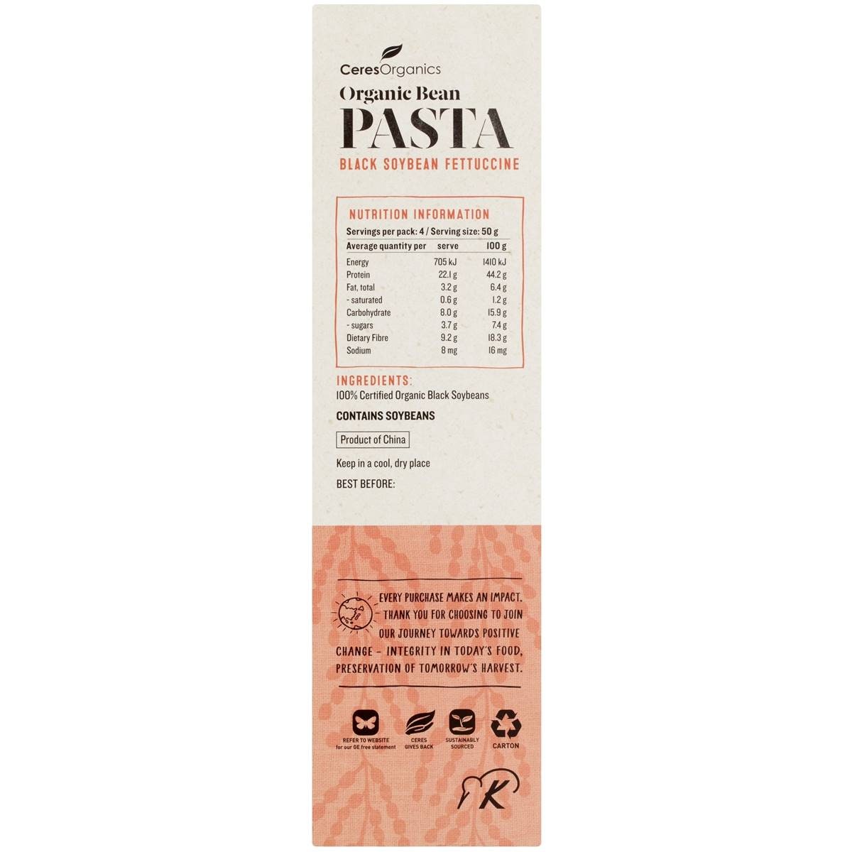 Ceres Organics Black Soybean Fettucine 200g Woolworths