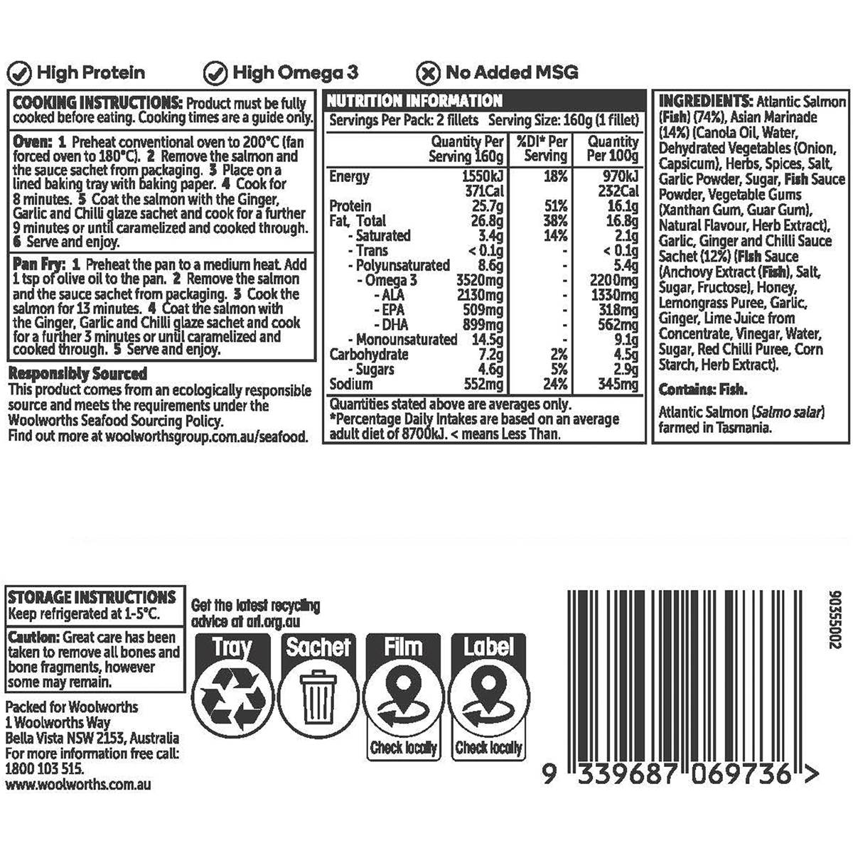 Woolworths Cook Asian Style Salmon Portions 325g Woolworths