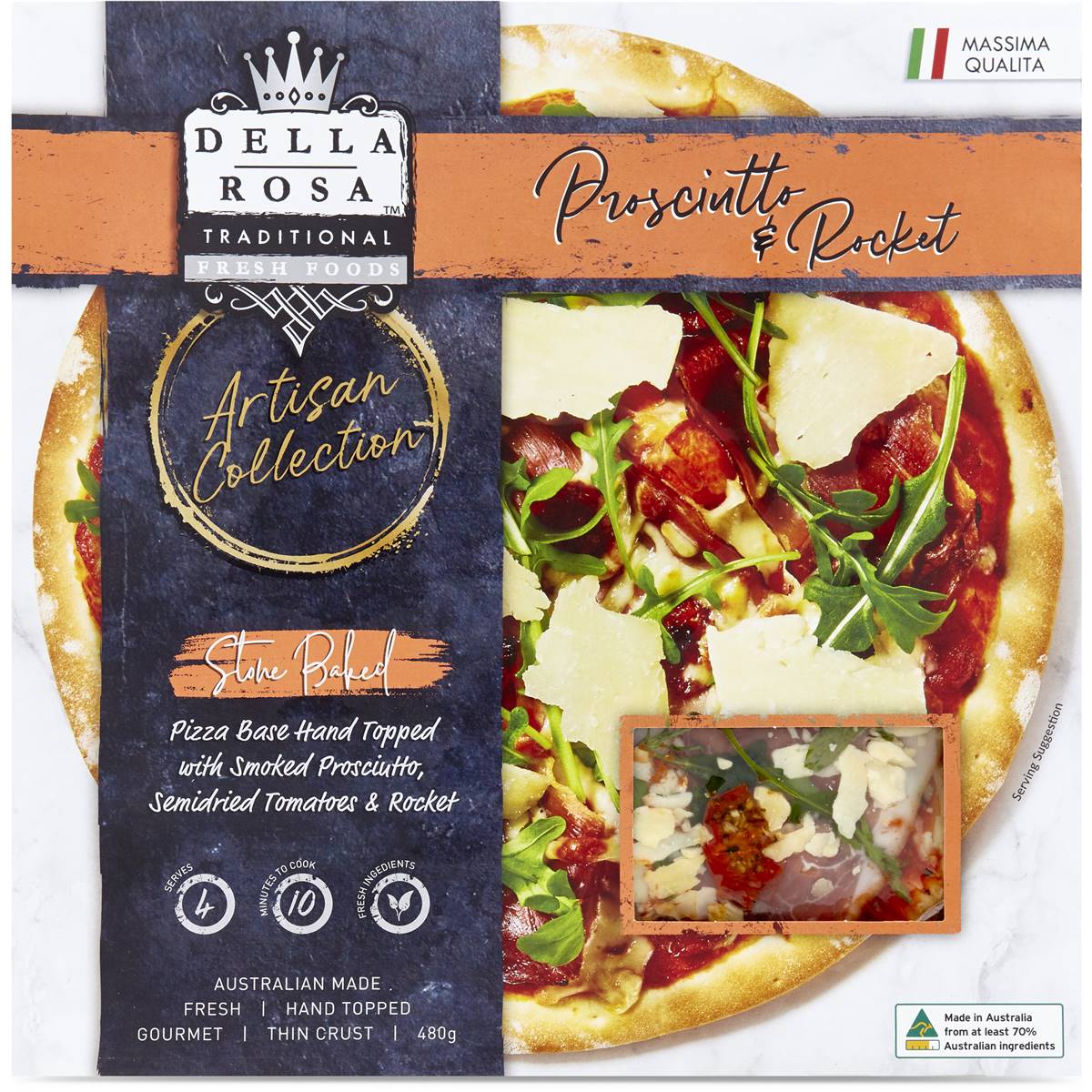 Della Rosa Prosciutto & Rocket Pizza 480g Woolworths