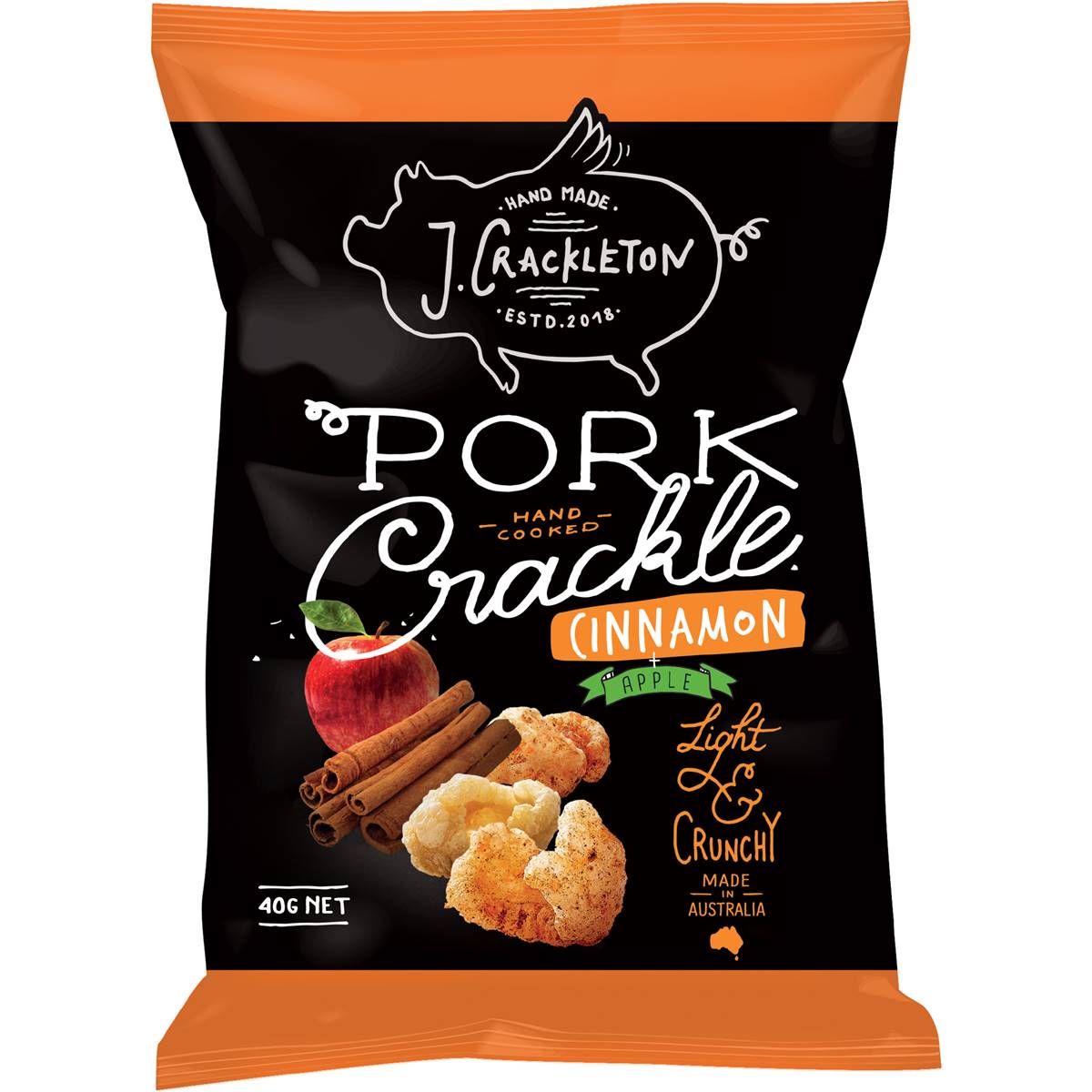 J Crackleton Pork Crackle Cinnamon & Apple