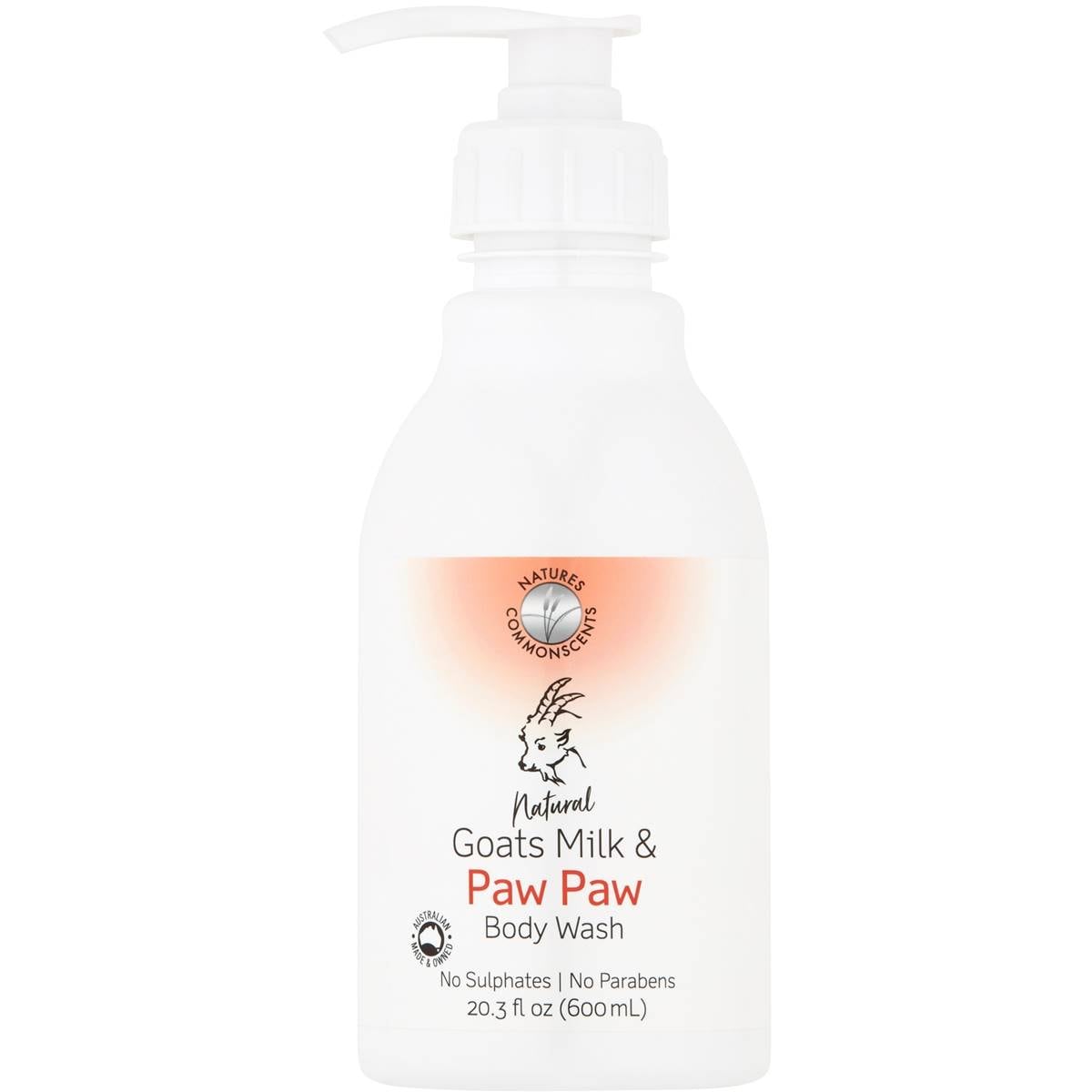 Natures Commonscents Bodywash Goats Milk & Paw Paw 600ml Woolworths