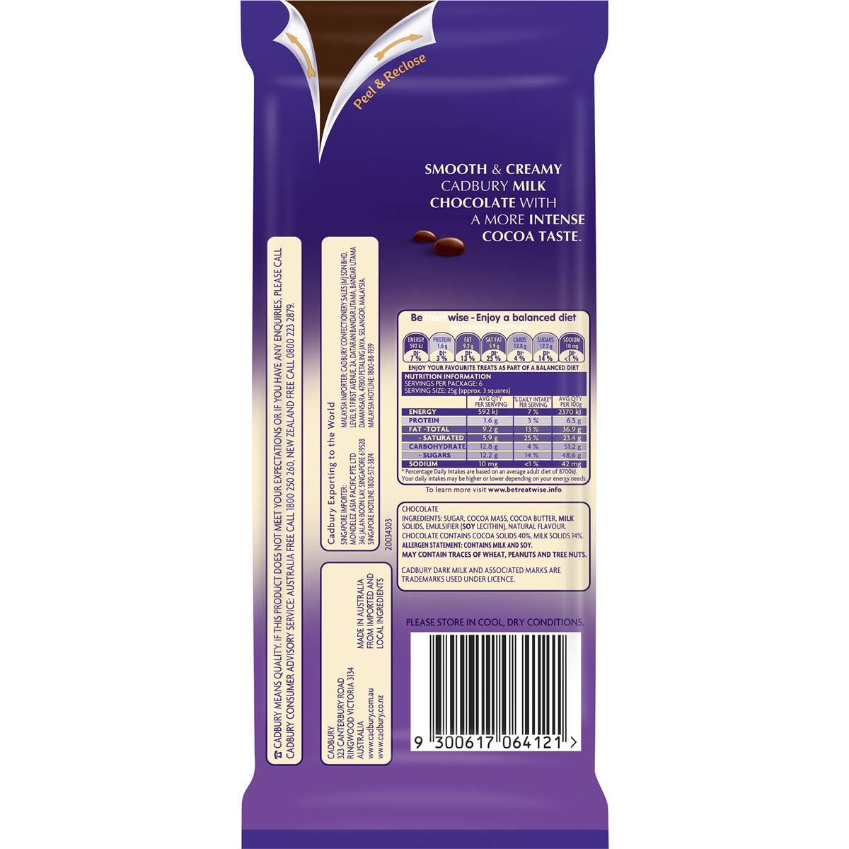 Cadbury Dark Milk Perfectly Blended 150g 