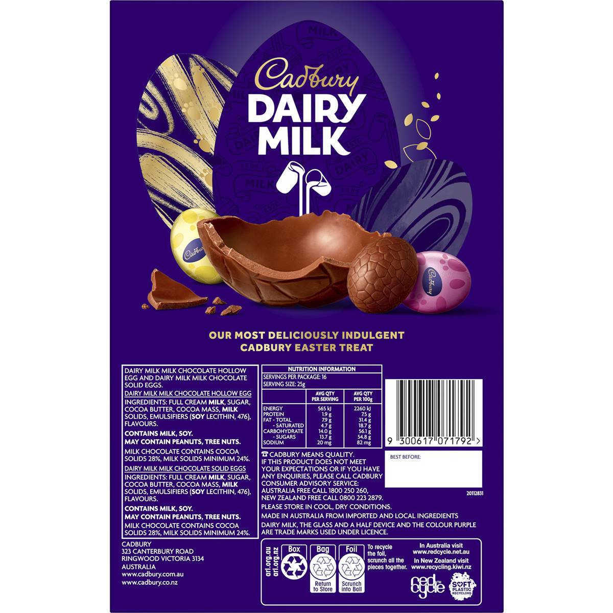 Cadbury Dairy Milk Chocolate Easter Egg Gift Box 400g Woolworths