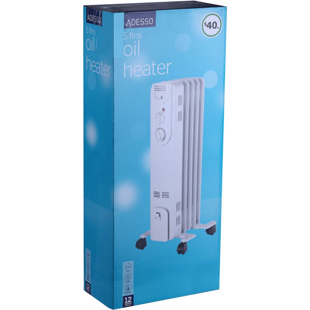 Adesso 5 Fins Oil Heater Each Woolworths