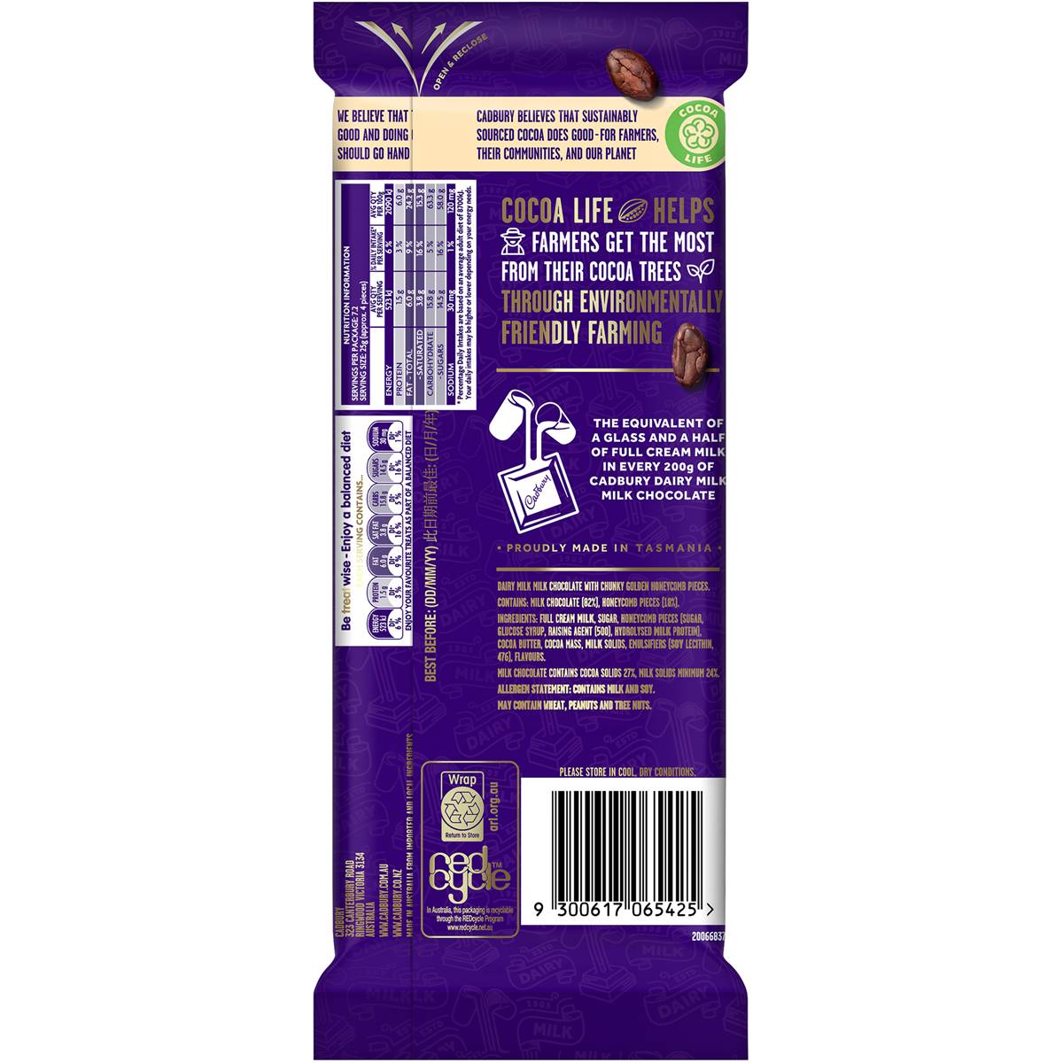 Cadbury Dairy Milk Crunchie Chocolate Block 180g Woolworths
