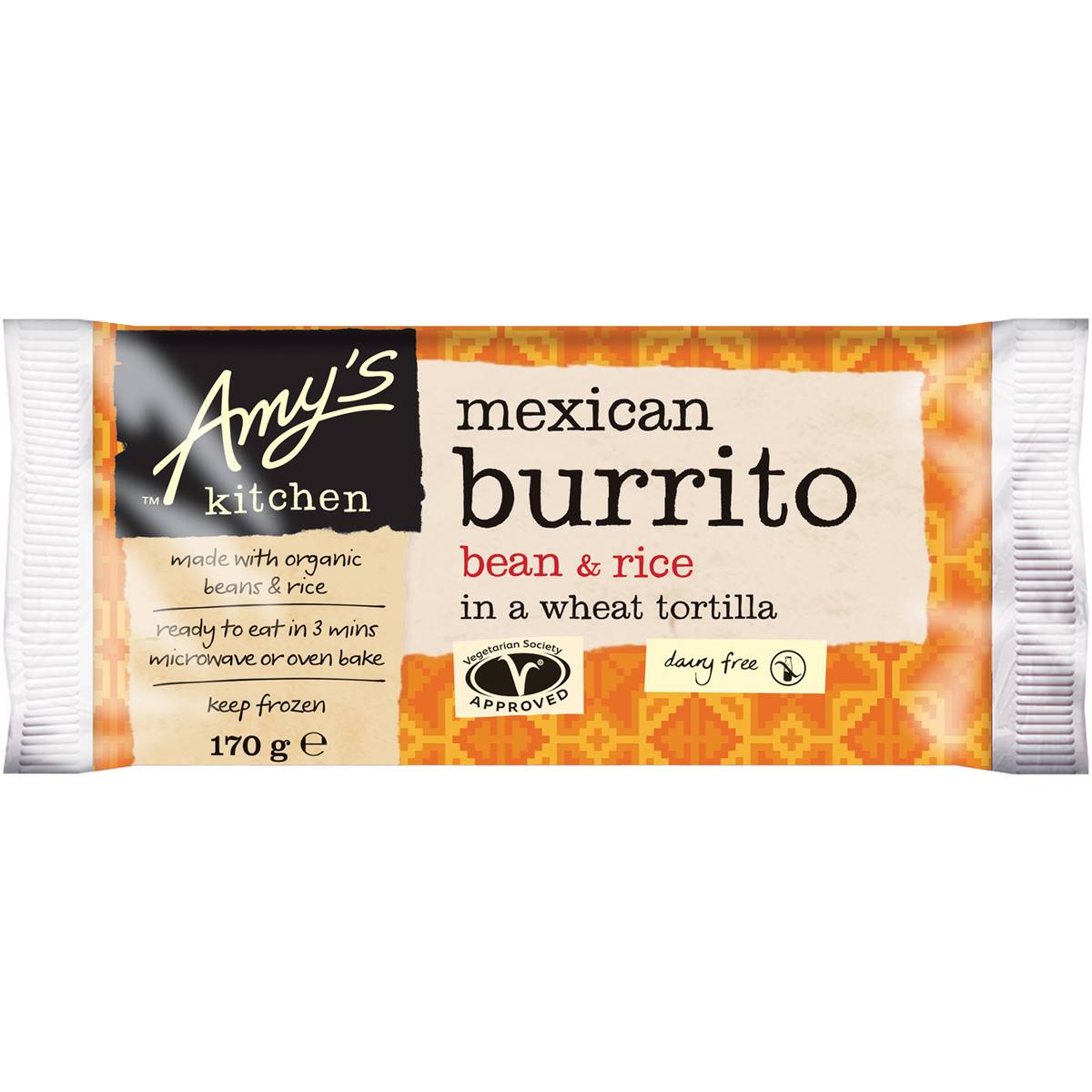 Amy's Kitchen Bean & Rice Burrito Non Dairy 170g Woolworths