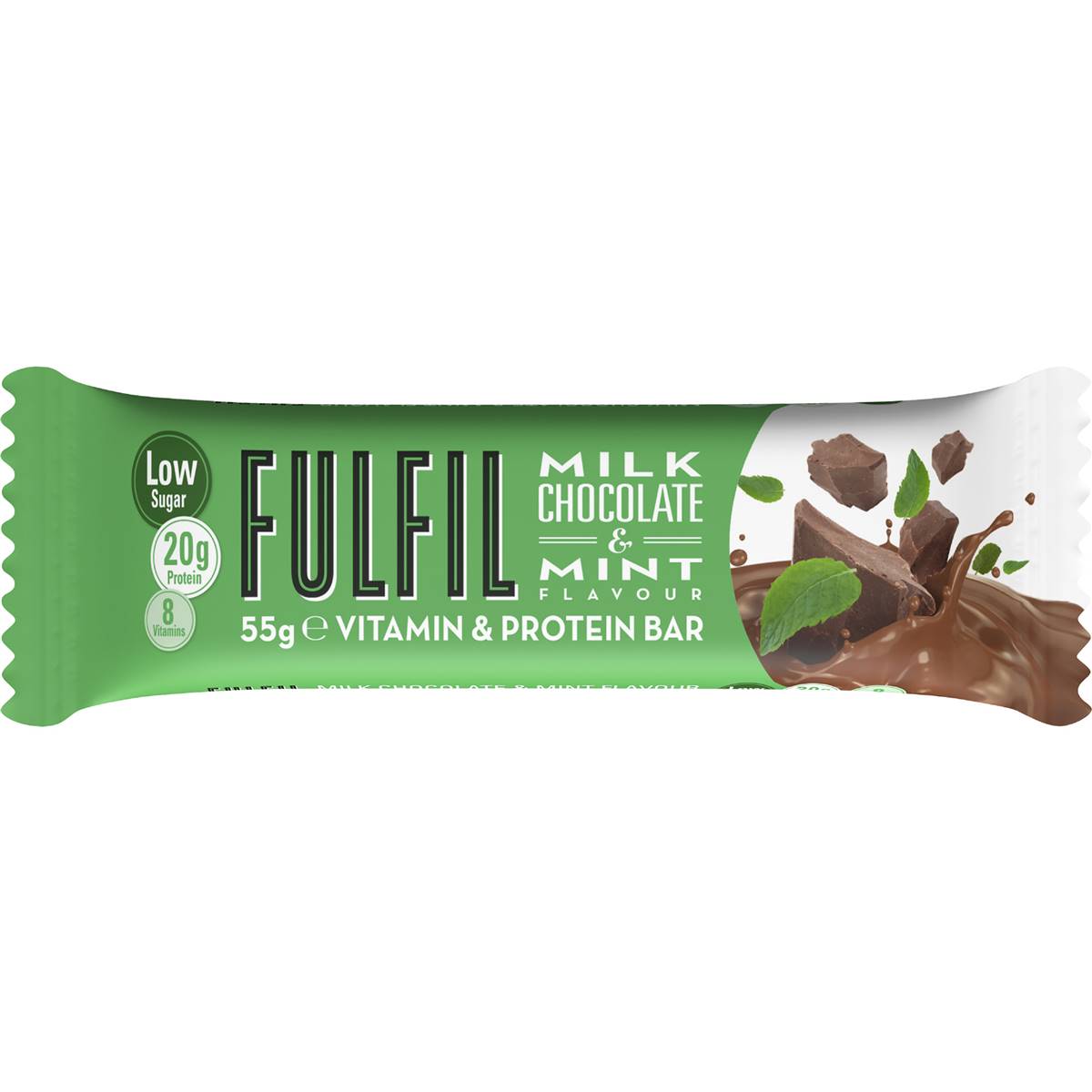 Fulfil Bar Milk Chocolate & Mint 55g Woolworths