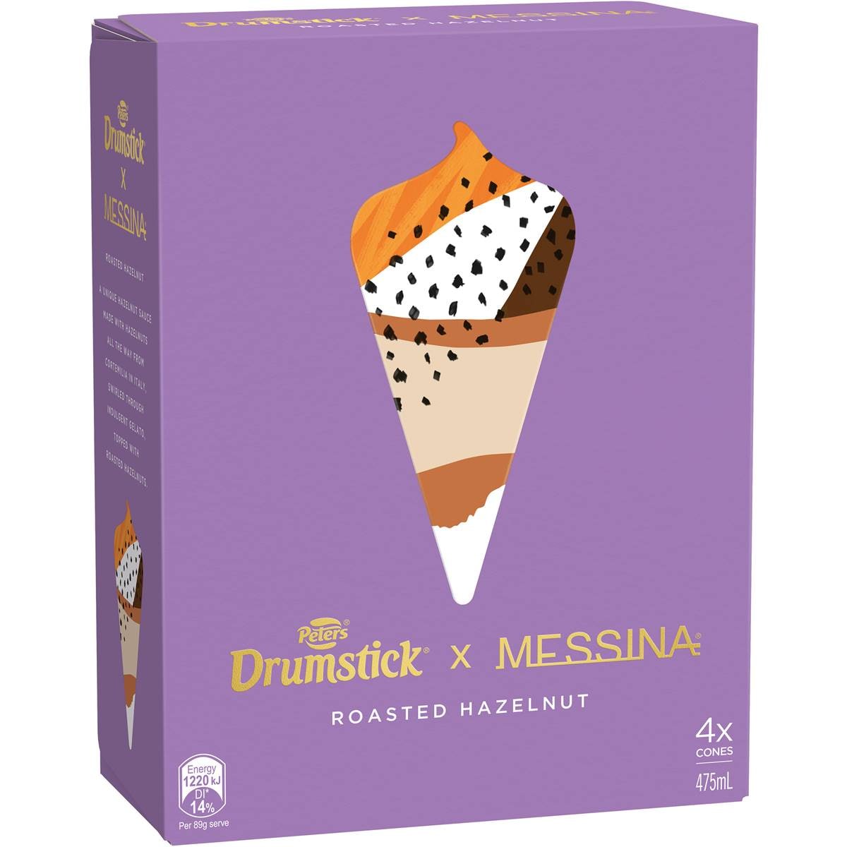Peters Drumstick X Messina Roasted Hazelnut 4 Pack Woolworths