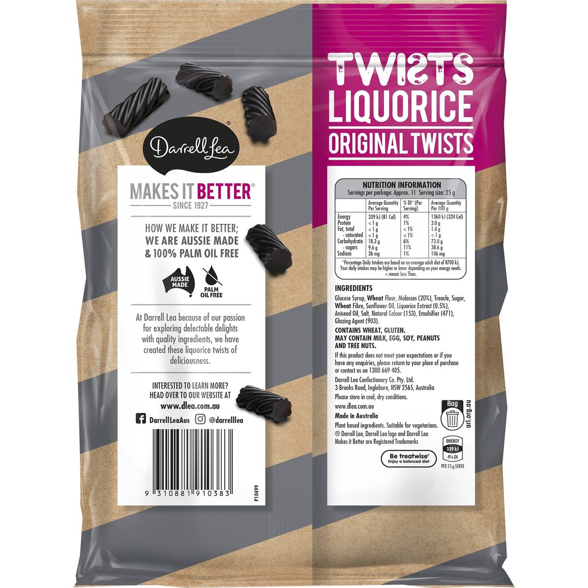 Darrell Lea Liquorice Twists 280g Woolworths
