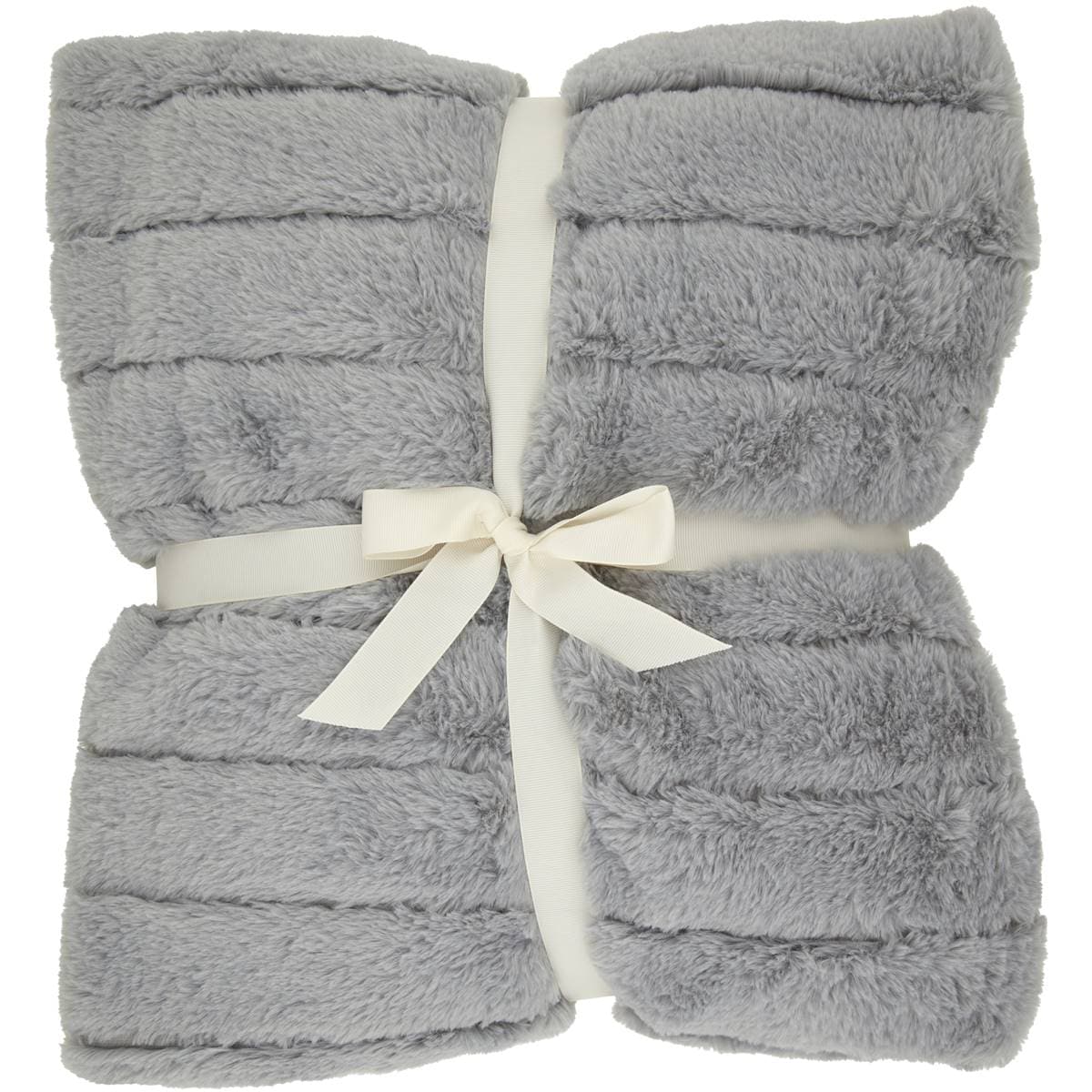 Inspire Faux Fur Stripe Throw Grey Each Woolworths