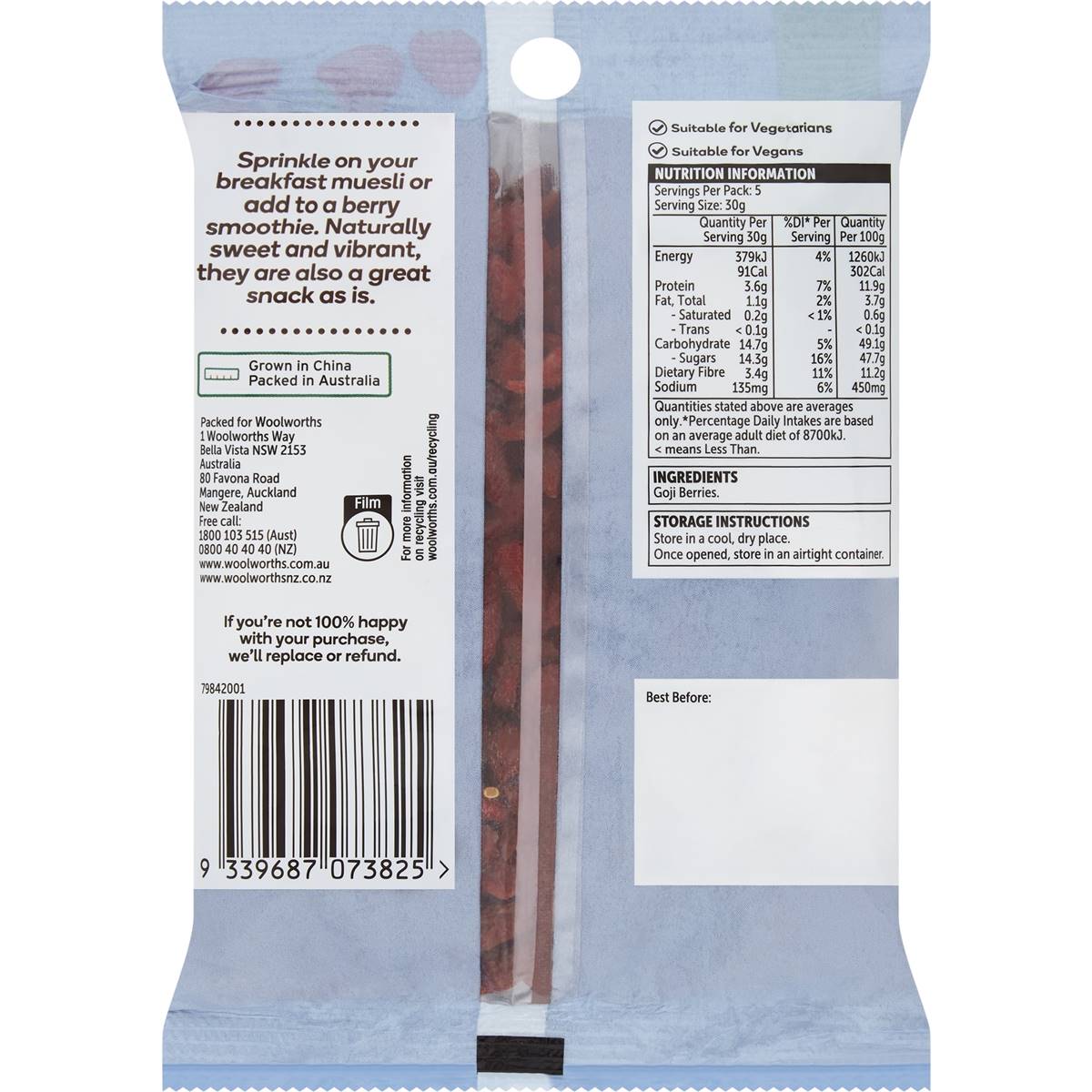 Woolworths Dried Goji Berries 150g Woolworths