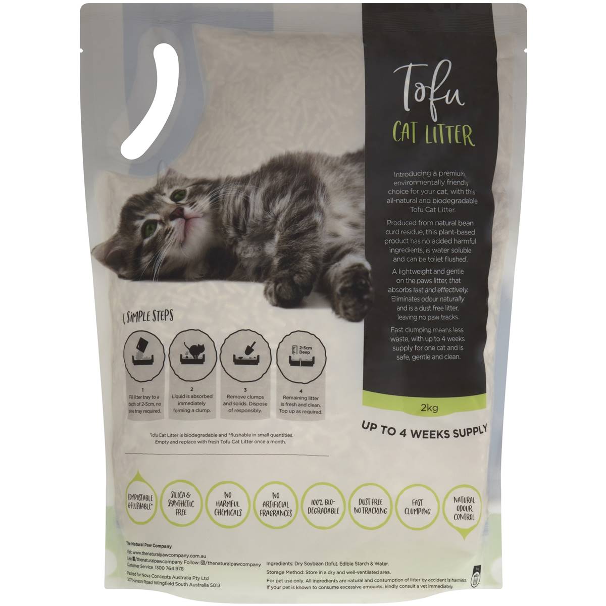 The Natural Paw Company Tofu Cat Litter Original 2kg Woolworths