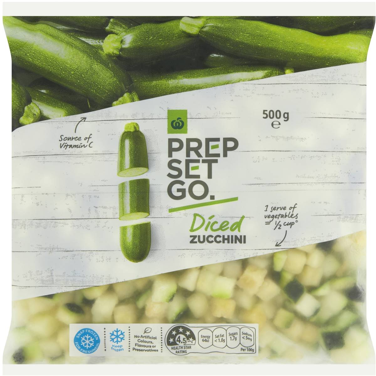 Woolworths Prep Set Go Diced Frozen Zucchini 500g Woolworths