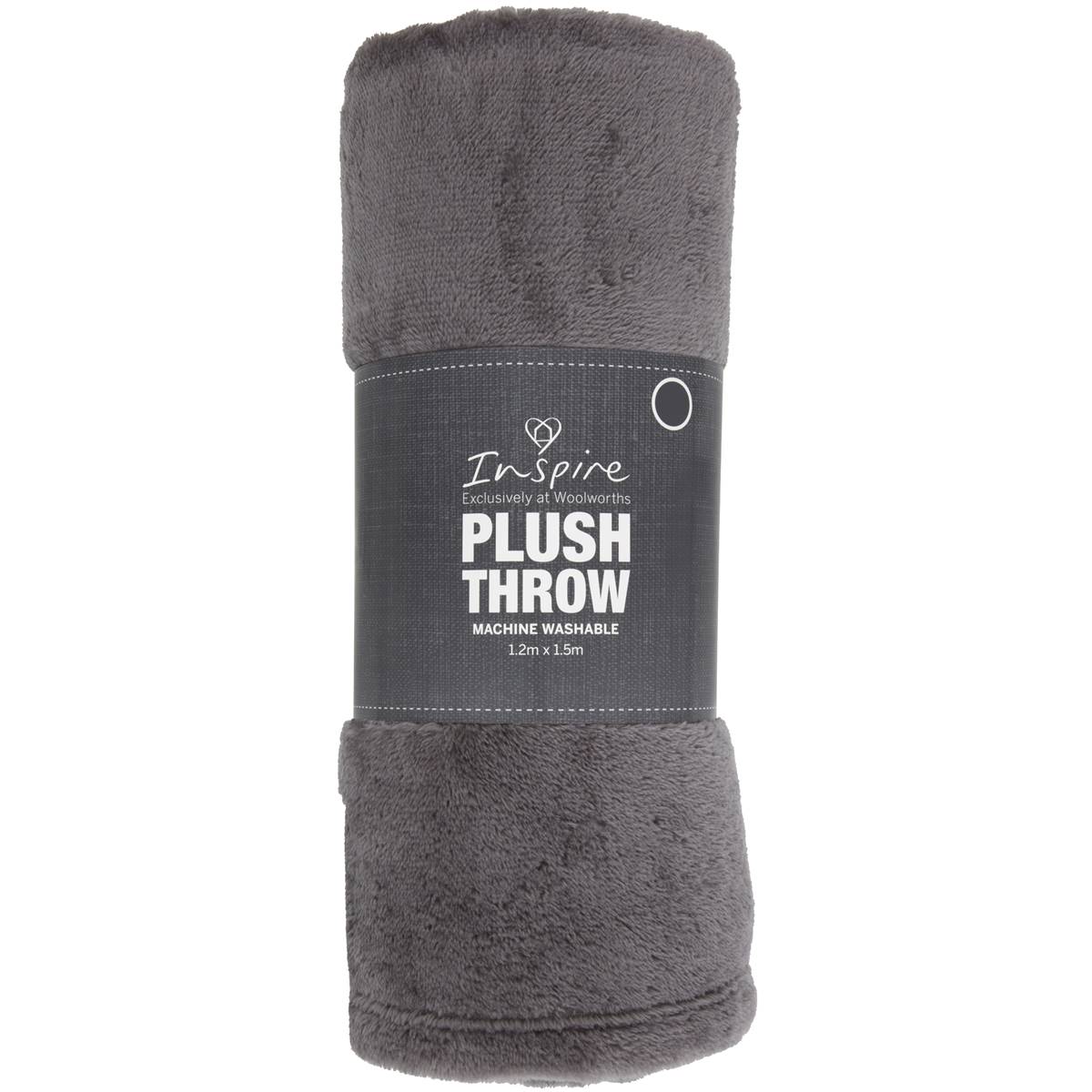 Inspire Plush Throw Plain Grey 
