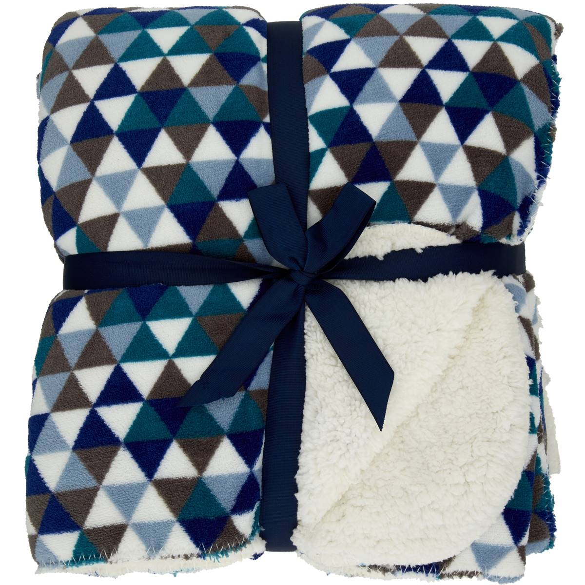 Inspire Coral Fleece Sherpa Blanket Blue Each Woolworths
