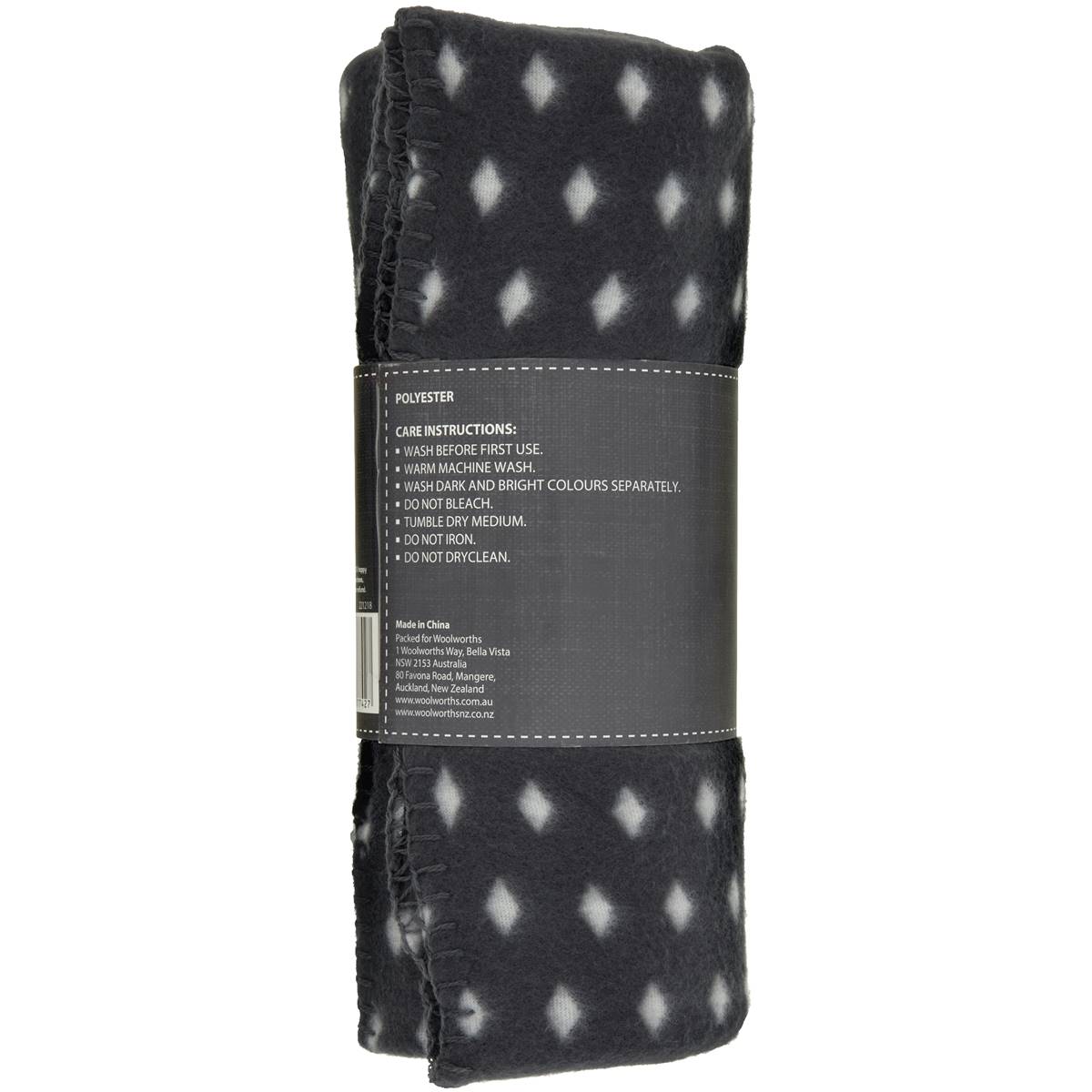 Inspire Basic Fleece Throw Black Pattern Each Woolworths