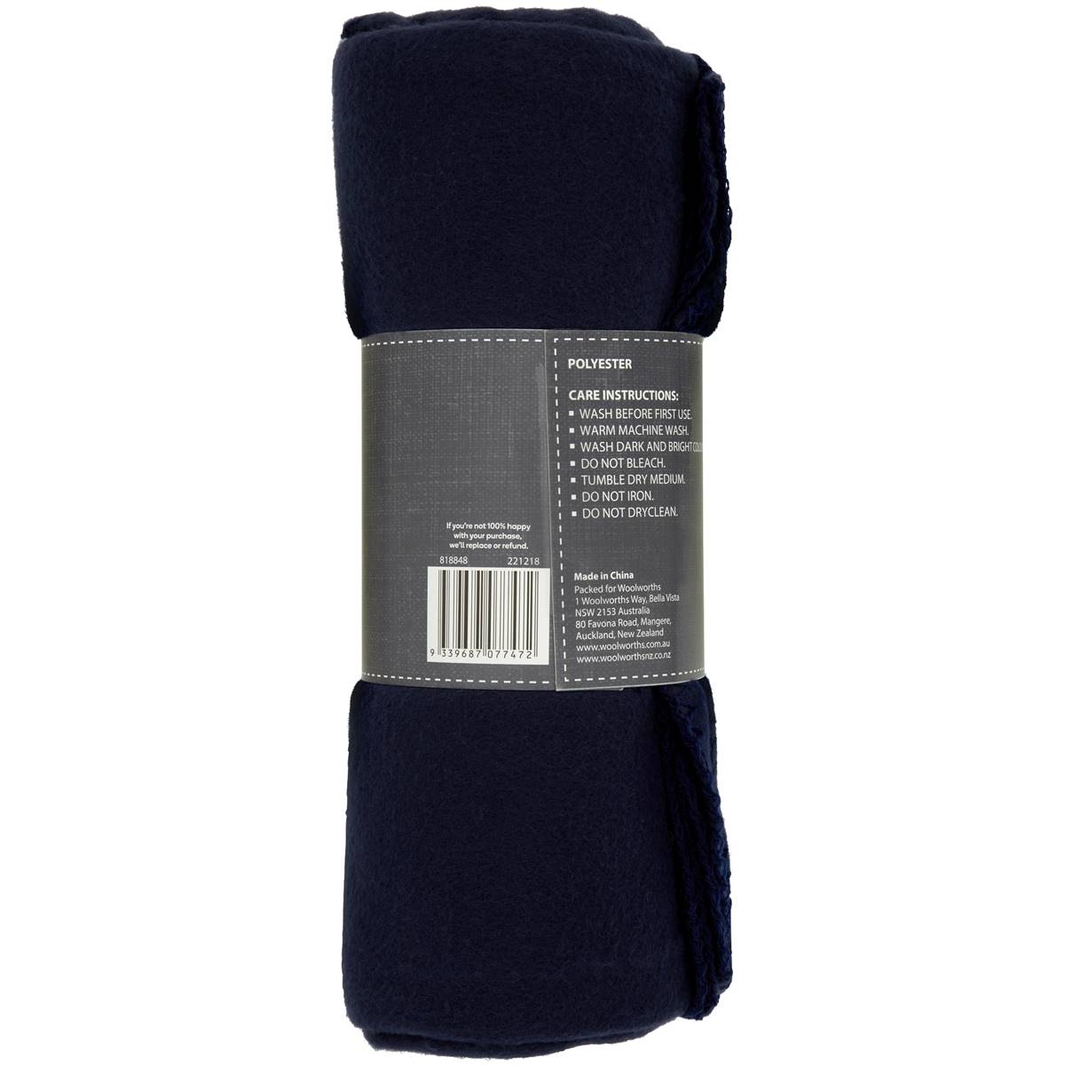 Inspire Basic Fleece Throw Black Plain Each Woolworths