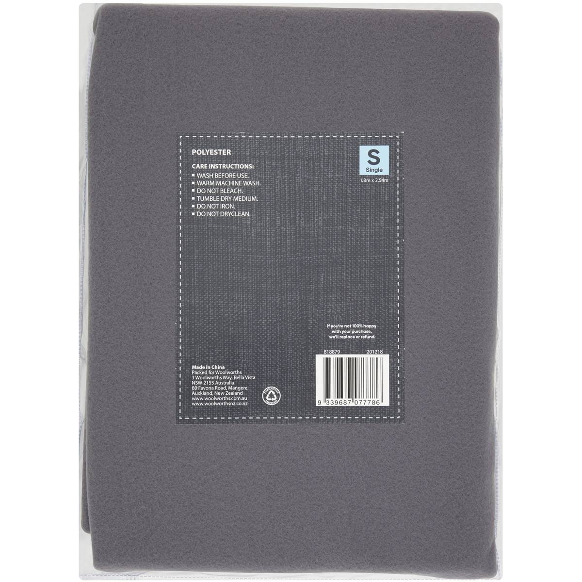 Inspire Microflannel Bed Sheet Flat Single Bed Lt Grey Each Woolworths