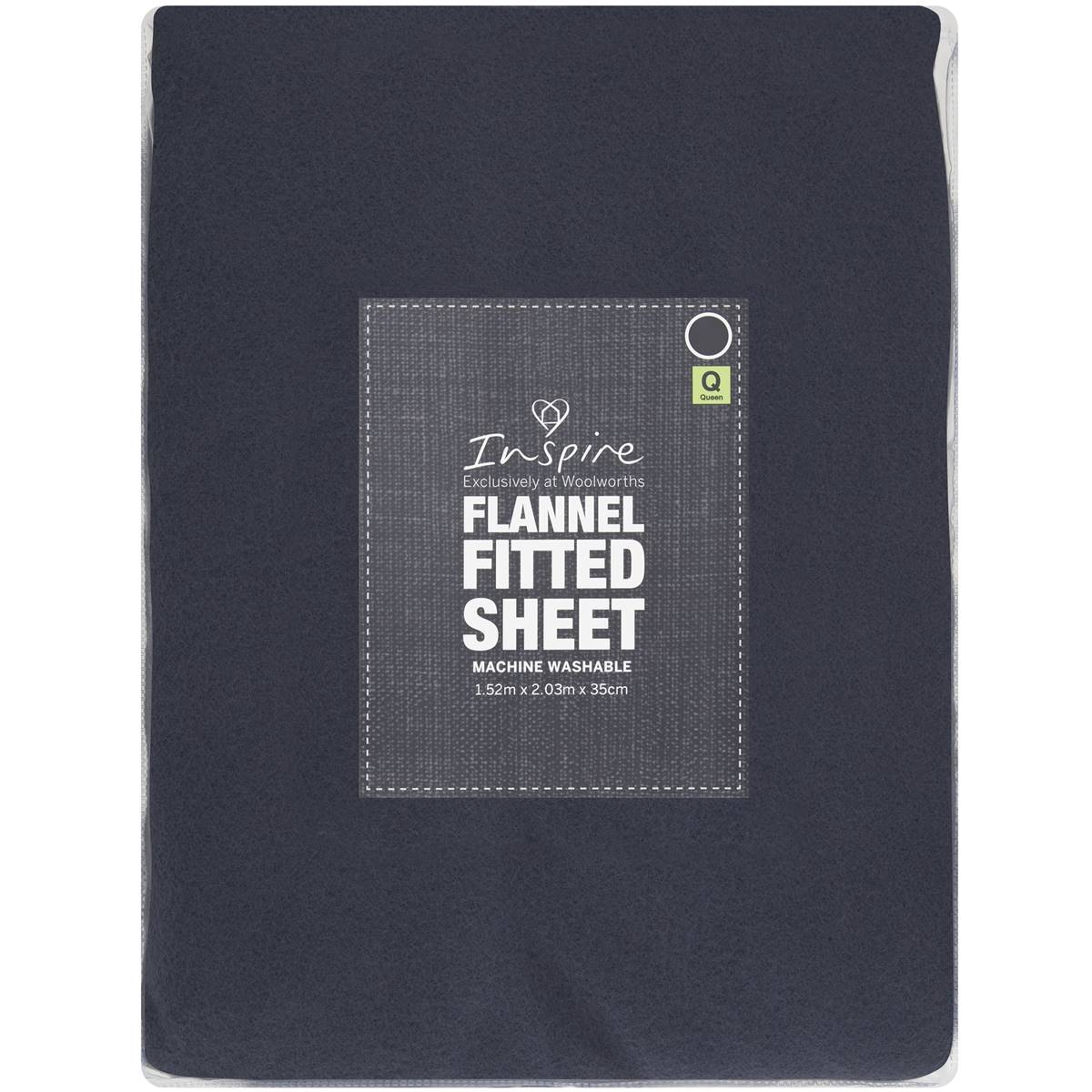 Inspire Microflannel Bed Sheet Fitted Queen Bed Dark Grey Each Woolworths