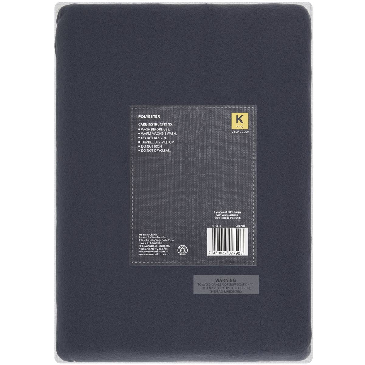 Inspire Microflannel Bed Sheet Flat King Bed Dark Grey Each Woolworths