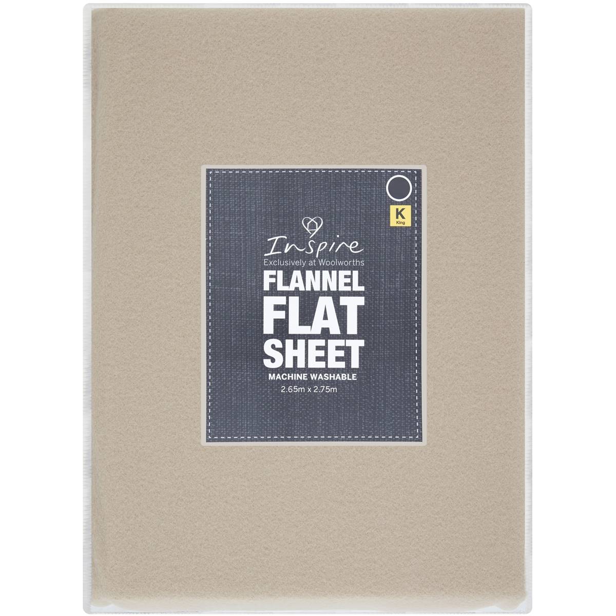 Inspire Microflannel Bed Sheet Flat King Bed Cream Each Woolworths