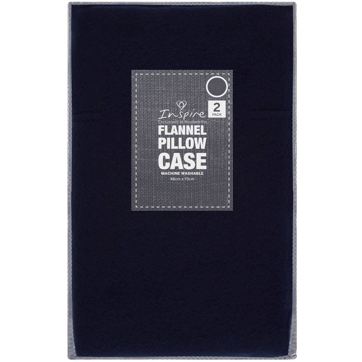 Inspire Microflannel Pillow Cases Navy 2 Pack Woolworths