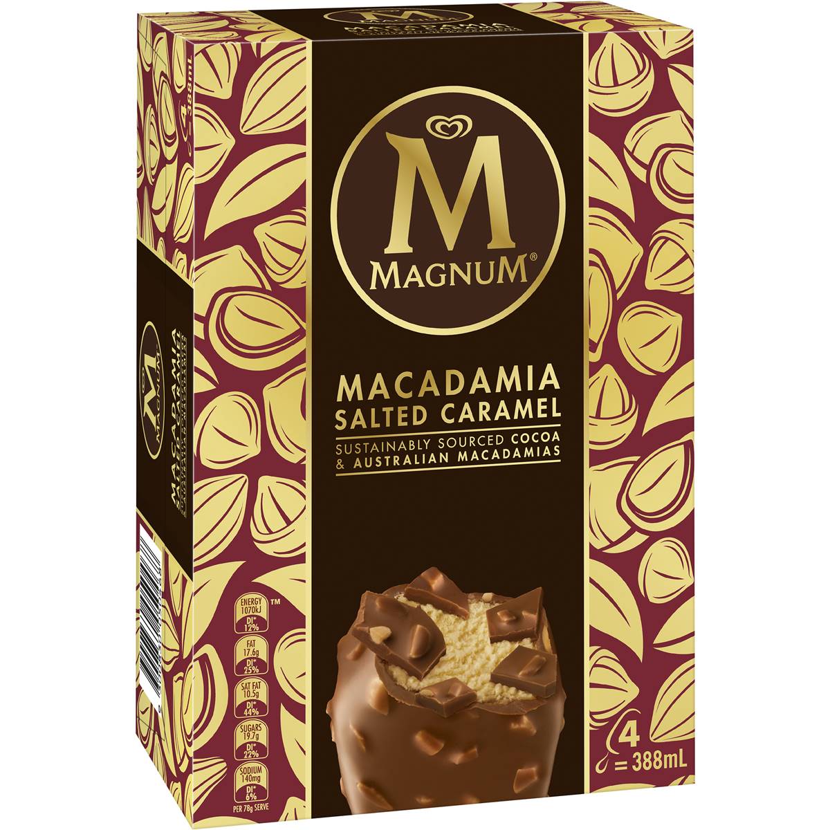 Magnum Milk Chocolate Macadamia & Salted Caramel Ice Cream 4 Pack Woolworths