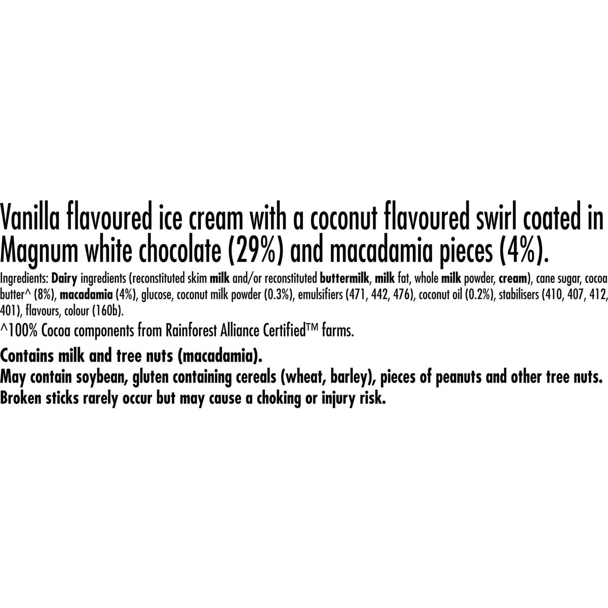 Magnum White Chocolate Macadamia & Coconut Ice Cream 4 Pack Woolworths