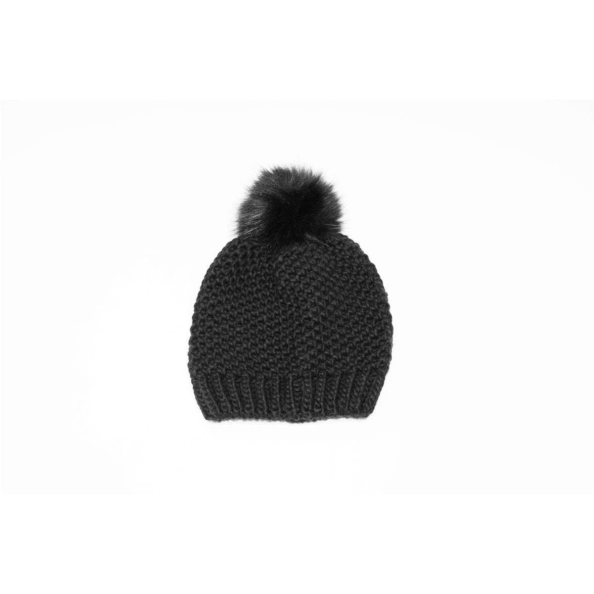 womens black bobble beanie