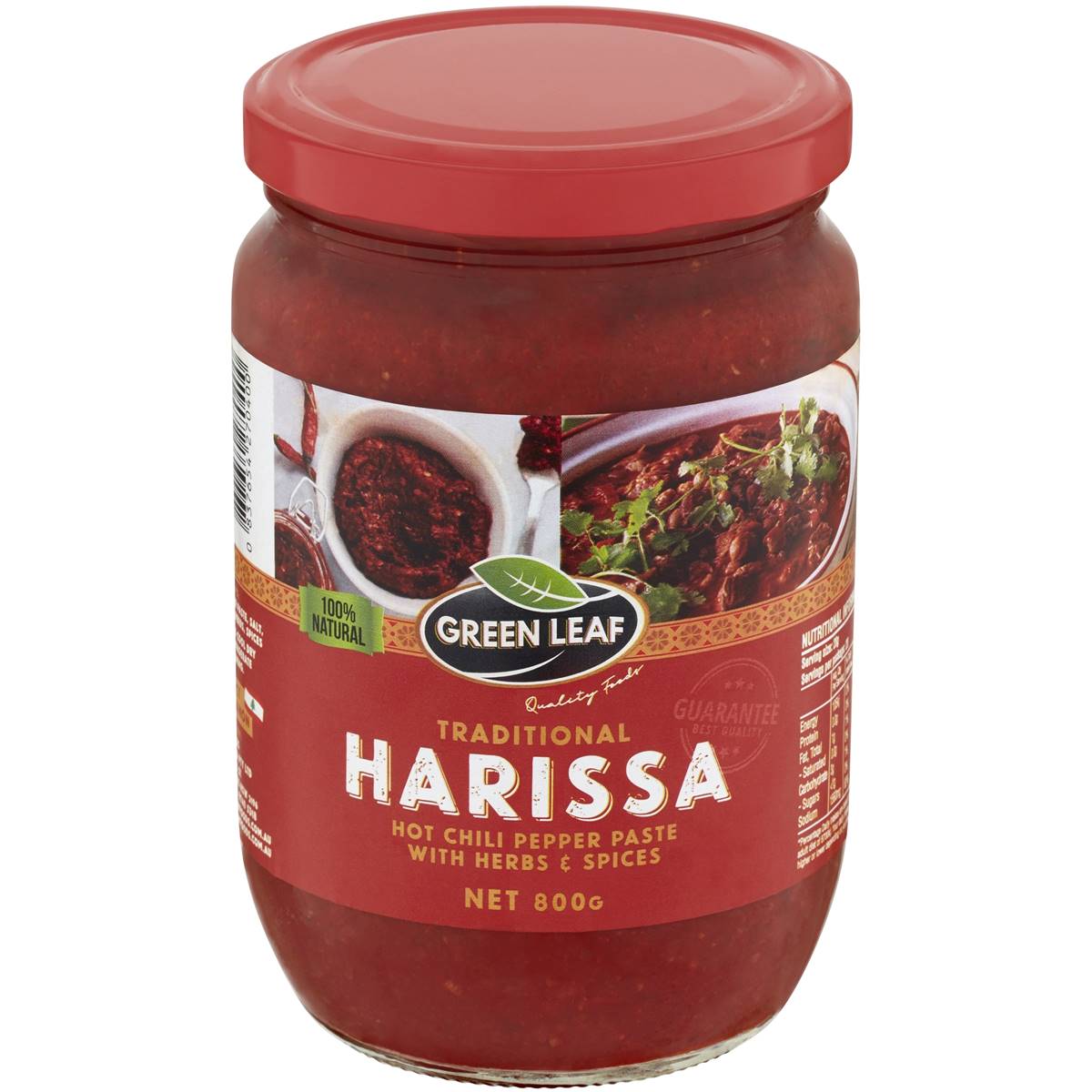 Green Leaf Traditional Harissa Hot Chili Pepper Paste 800g Woolworths