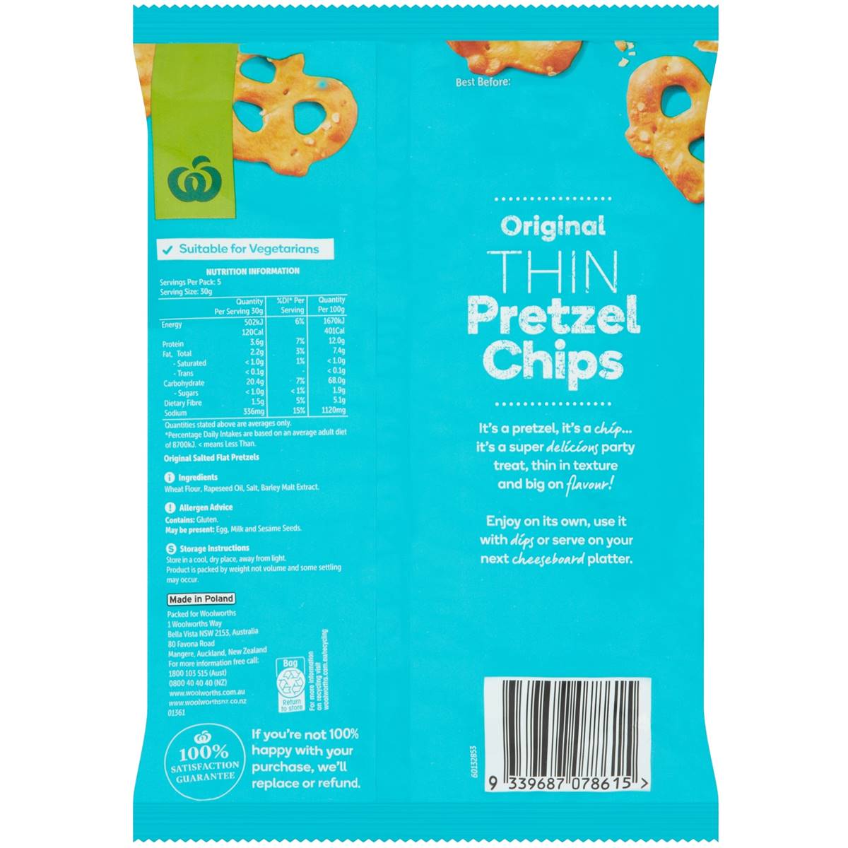 Woolworths Pretzel Chips Original 150g Woolworths