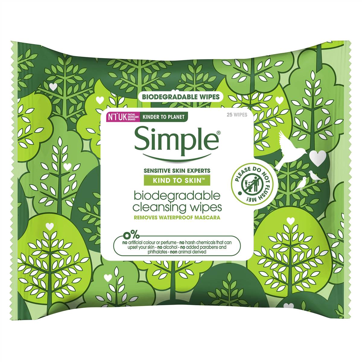 Simple Kind To Skin Biodegradable Face Wipes 25 Pack Woolworths