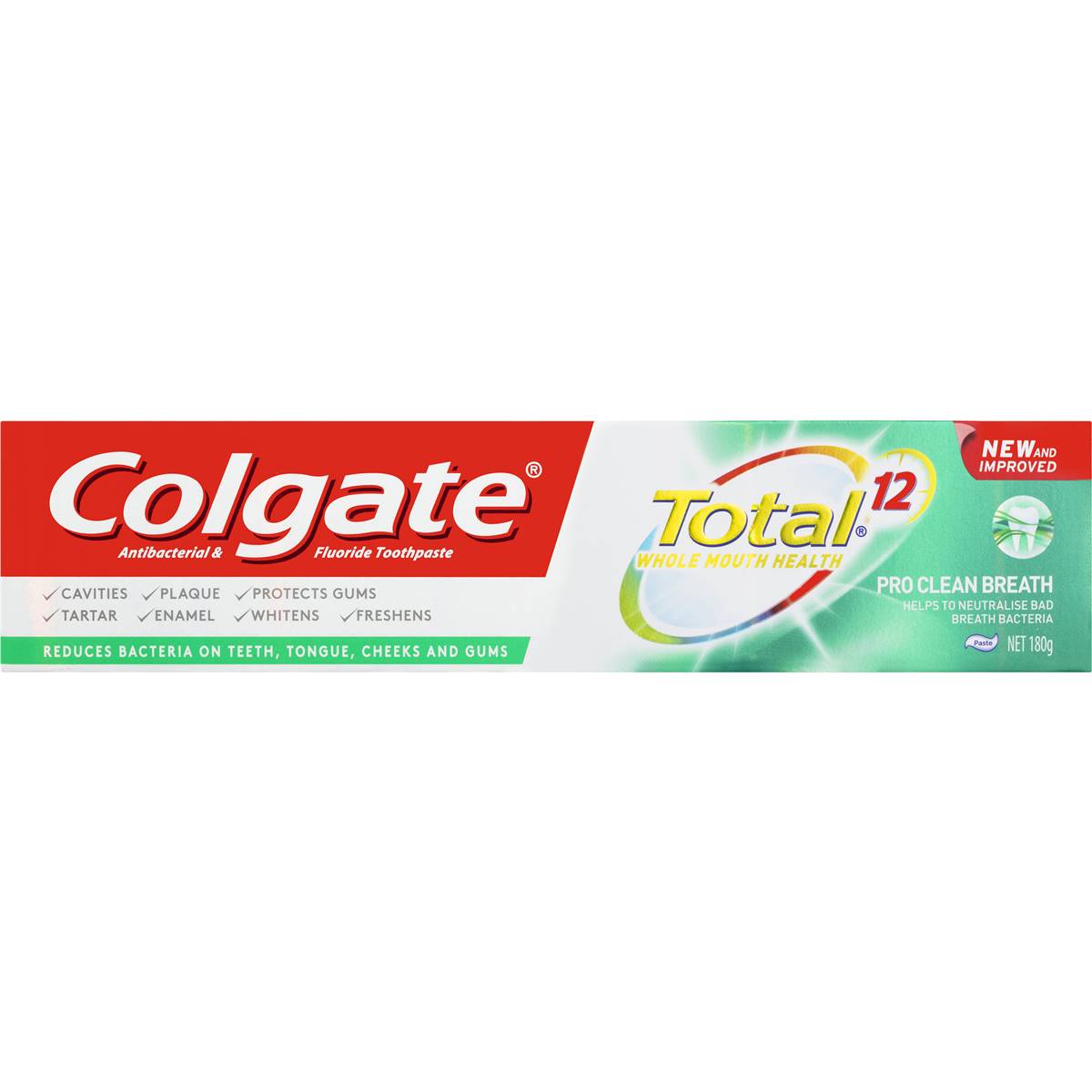 Colgate Total Pro Clean Breath Antibacterial Toothpaste 180g | Woolworths