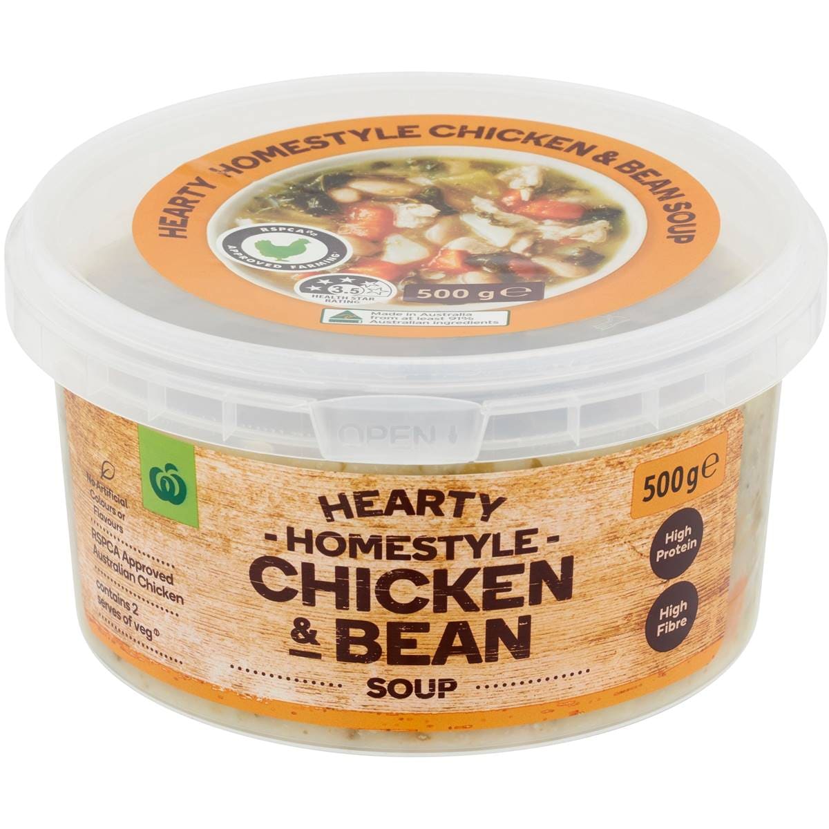 Woolworths Hearty Chicken & Bean Soup 500g Woolworths