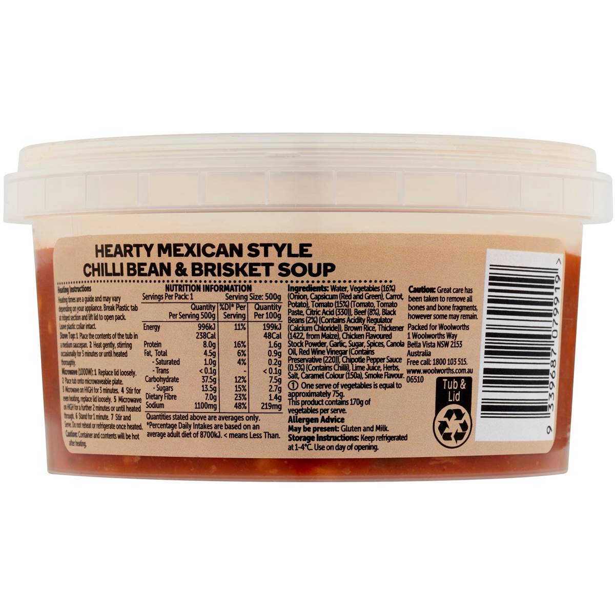 Woolworths Hearty Mexican Soup With Chilli Bean 500g Woolworths