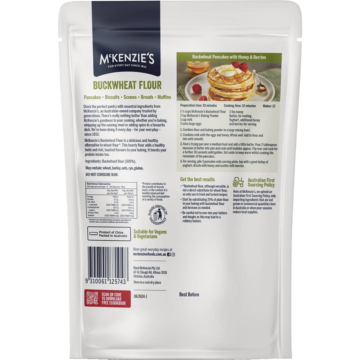 Mckenzie's Buckwheat Flour 300g Woolworths