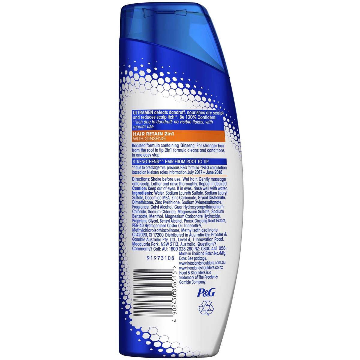 Head & Shoulders Ultra Men Shampoo Hair Retain 400ml | Woolworths