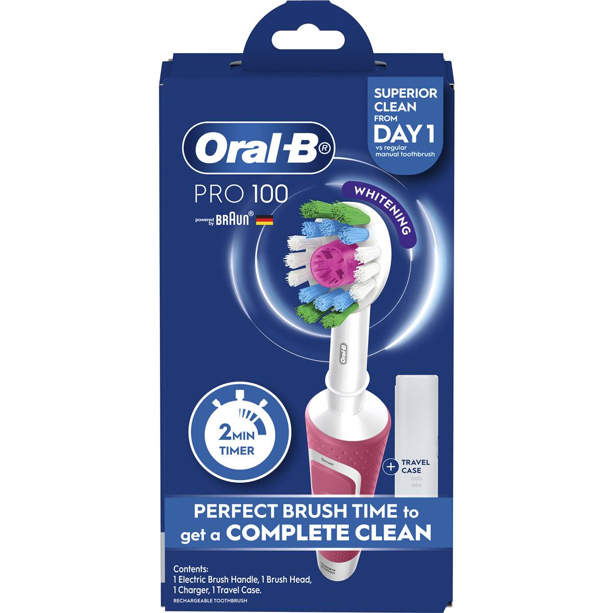 Oral B Pro 100 3d White Polish Electric Toothbrush Each | Woolworths