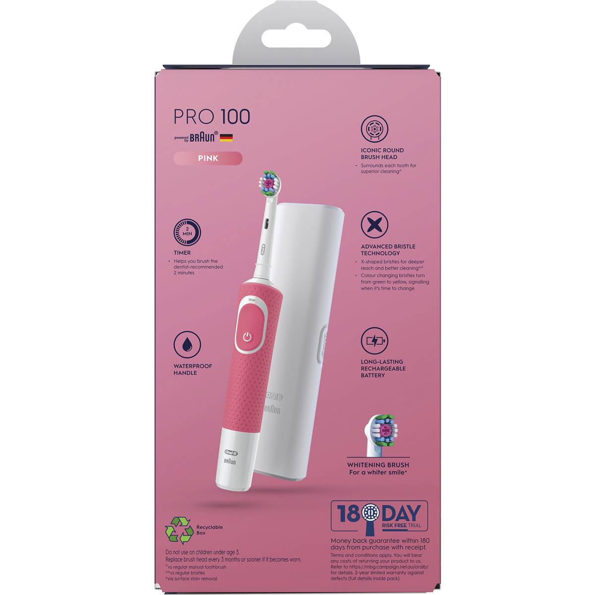 Oral B Pro 100 3d White Polish Electric Toothbrush Each | Woolworths