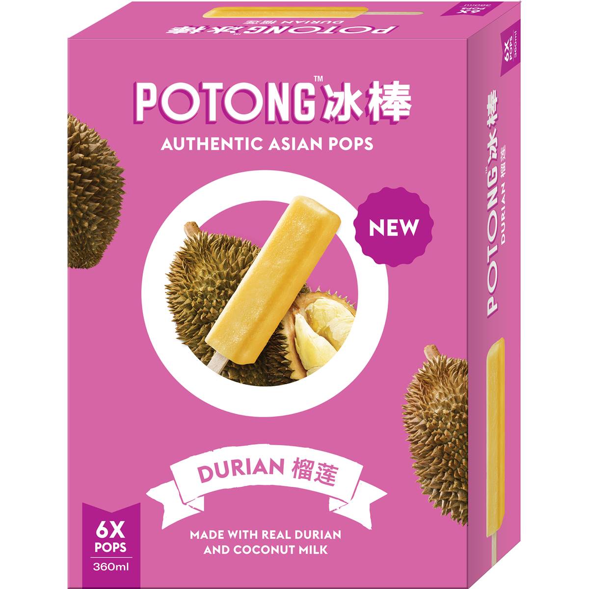 Potong Coconut Milk & Durian Pops