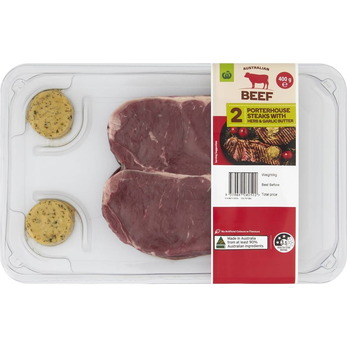 Woolworths Porterhouse Steak With Herb & Butter 400g Woolworths