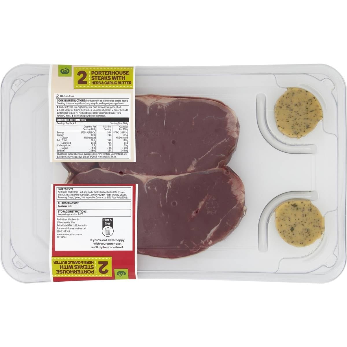Woolworths Porterhouse Steak With Herb & Butter 400g Woolworths
